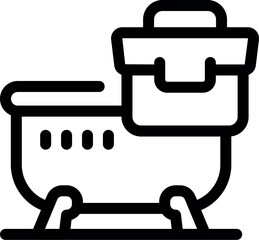Poster - Plumber is installing a brand new bathtub, using his professional tools