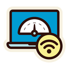 Wall Mural - online measuring internet speed on laptop sticker