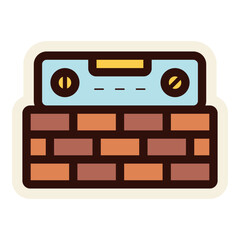 Poster - spirit level tool for horizontal angle for bricklaying sticker