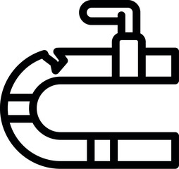 Poster - Repairing a leaking pipe with a valve, a plumbing concept illustrated with a bold outline