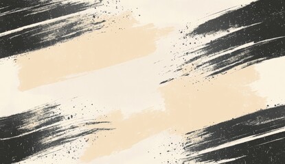 Poster - Grungy black artistic brushstroke design elements isolated. Stamps and dry brush marks.