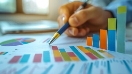 Poster - Digital marketing sale analysis Business development Finance analyst analyzing sale data business growth graph chart and financial report business target  planning strategy and solutio : Generative AI