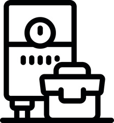 Poster - Line icon of a gas boiler with a toolbox, perfect for websites and apps related to home repair