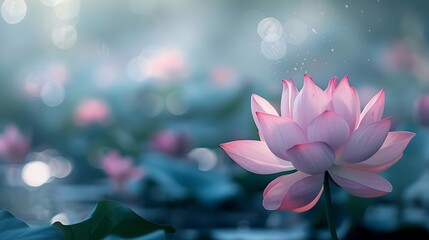 Poster - Pink lotus background image select focus : Generative AI