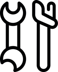 Poster - Line art icon of an adjustable wrench and spanner, tools used for various construction and repair projects