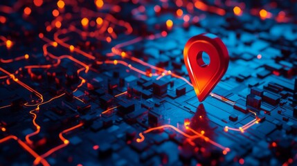 Poster - Delivery of goods, map location, logistics, tourism navigation, GPS point navigation.
