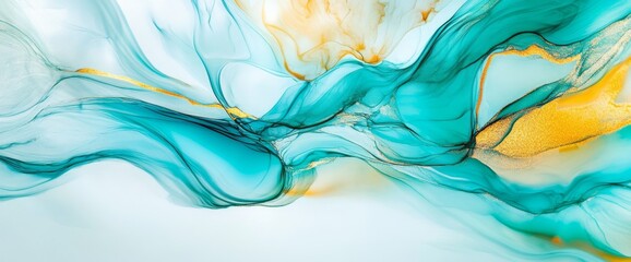 Canvas Print - A flowing line design with abstract turquoise and white accents