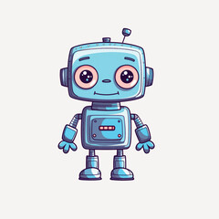 Canvas Print - Cute blue cartoon robot