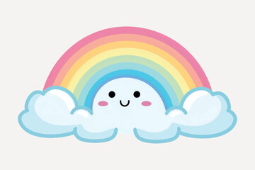 Sticker - Cute cloud rainbow illustration