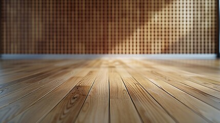 Aufkleber - Front view insulated wall and wooden parquet floor : Generative AI