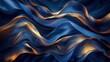 © BonzEarthsnapper - Design an abstract background with flowing ribbons in blue and gold. Ensure the design conveys a sense of luxury and elegance with seamless, fluid lines and rich colors