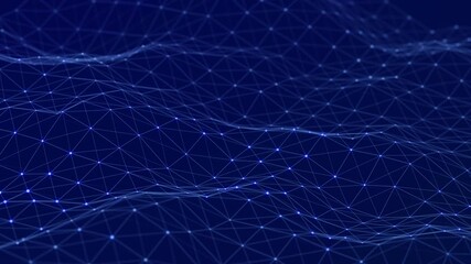 Poster - Data technology and scientific illustration. Abstract motion background of connected dots and lines. 3d rendering. Seamless loop. 4K