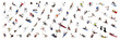 © master1305 - Collage. Multiple athletes, top view of men and women of different sports in motion playing, competing isolated on white background. Banner. Concept of sport, diversity, competition, games, tournament