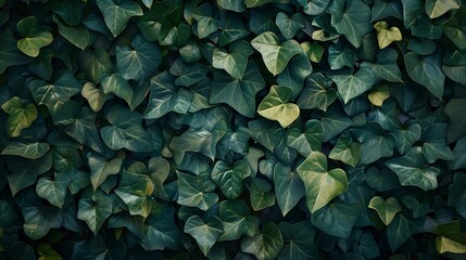 Poster - Ivy bush plant leaves on wall as natural botanical floral dark pattern backdrop wallpaper background : Generative AI
