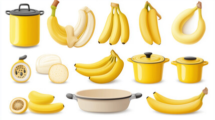 Wall Mural - A collection of yellow fruits and vegetables, including bananas, a banana split