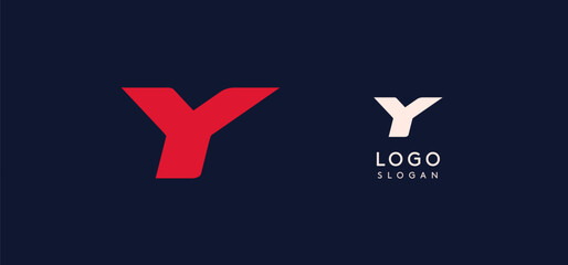 Poster - Wide bold red letter Y, modern dynamic logo for business identity of technological, automotive and sports business. Vector illustration.