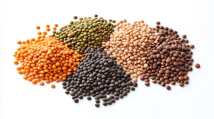 A variety of different colored beans are piled on top of each other