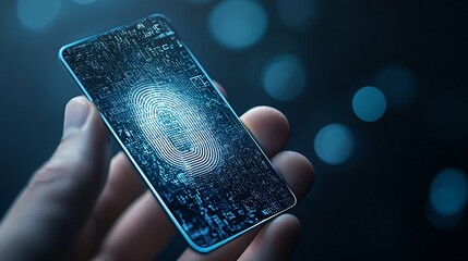 Poster - digital wallet secured with biometric authentication, emphasizing advanced security features, wallet