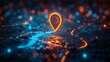 © PLUT_OFF - Location pin icon, geolocation map mark, digital futuristic background