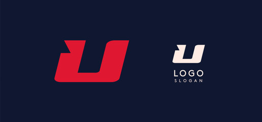 Aufkleber - Wide bold red letter U, modern dynamic logo for business identity of technological, automotive and sports business. Vector illustration.