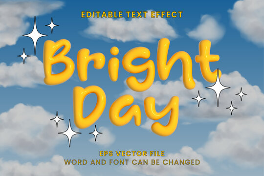 Bright yellow 3d inflated editable vector text effect