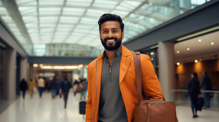 Young handsome indian man standing at mall