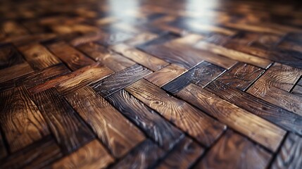 Aufkleber - Graytoned Walnut Wood Parquet Background : Generative AI