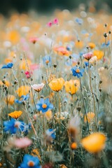 Sticker - Defocused image of a field of flowers