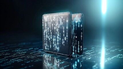 Poster - abstract digital wallet made of binary code, symbolizing the digital nature of modern finance, binar