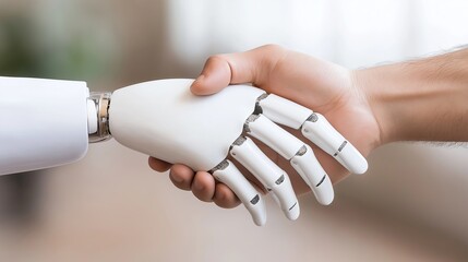 Poster - A robot hand shakes a human hand