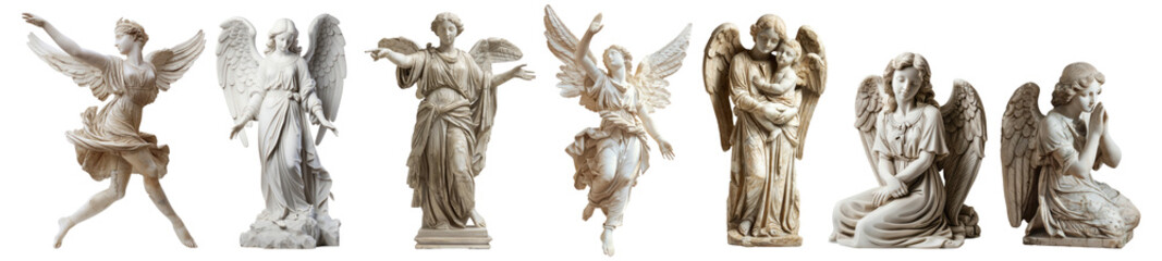 Wall Mural - Angel statue png cut out element set