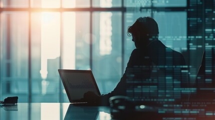 Wall Mural - The businessman with laptop