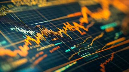 Poster - Close-up of a Stock Market Chart Displaying Fluctuations