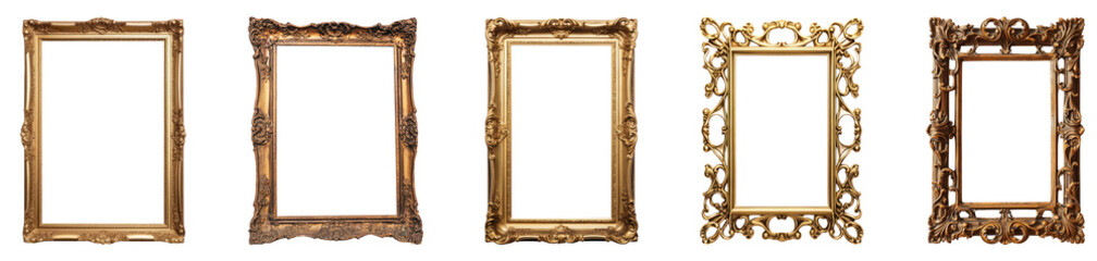 Canvas Print - Antique gold frame png cut out element set