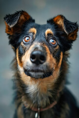 Poster - A close up of a dog looking up at the camera