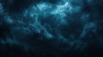Aufkleber - Dramatic dark blue cloudy sky overlay Skyoverlays Dramatic sky and lightning Bad weather with dark clouds Rain And Thunderstorm In Dramatic Sky : Generative AI