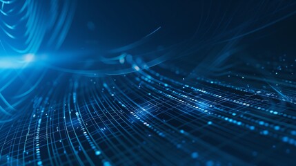 Poster - Abstract vector high tech lines connecting future on dark blue background.