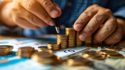 Poster - 2024 business financial plan market concept performance of profit growth on 2023 to 2024 education trend up finance on growth graph money revenue Businessman analyzes profitability of  : Generative AI