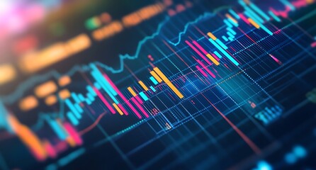 Poster - Close-up of Colorful Financial Data Chart on a Digital Screen