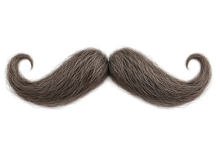 Stylized fur mustache with curves on both ends, isolated on a transparent background