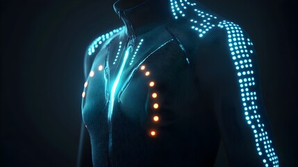 Poster - Innovative smart clothing designed with embedded health sensors that collect data on posture and muscle activity enabling personalized health monitoring and optimization