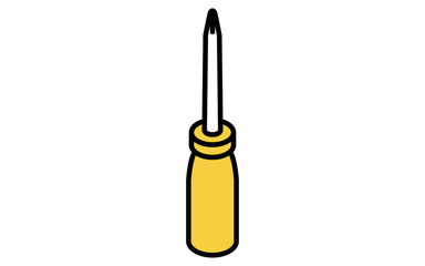 Sticker - Isometric simple line drawing tool icon, Phillips head screwdriver