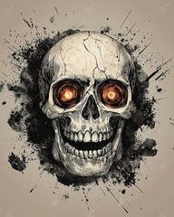 Human Skull. Scary, Evil Look. Illustrated grunge poster desig. Generative Ai