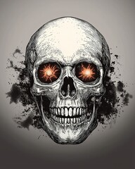 Human Skull. Scary, Evil Look. Illustrated grunge poster desig. Generative Ai