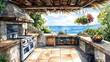 © Woranuch - Outdoor Kitchen with Ocean View.