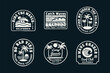 © cddesign.co - A set of retro-style surf club vector badges featuring ocean waves, palm trees, and sunsets. Perfect for t-shirt designs, stickers, posters and other uses.