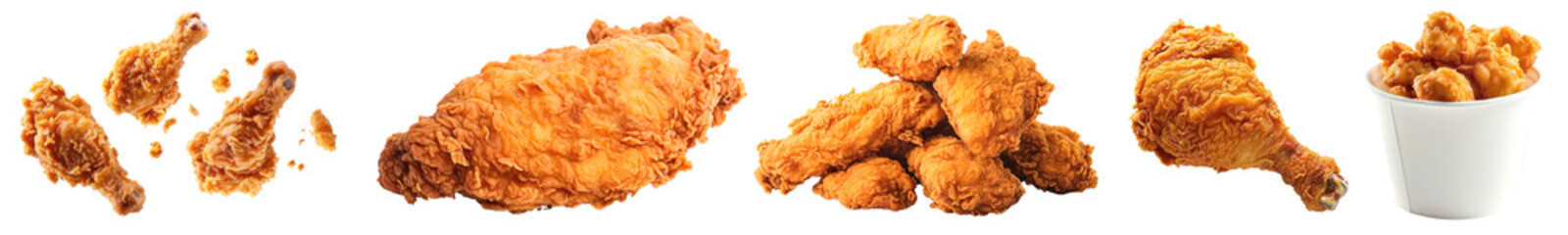 Fried chicken png cut out element set