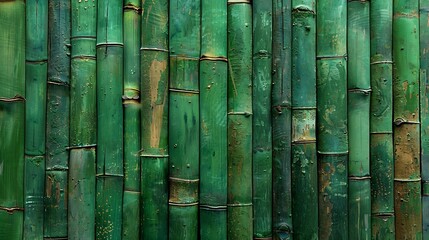 Processed collage of green bamboo fence surface texture Background for banner backdrop or texture for 3D mapping : Generative AI