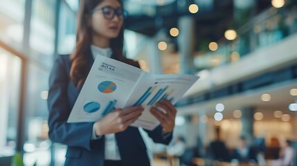 Aufkleber - Successful business professionals presenting analytical report working together in corporate office : Generative AI