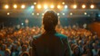 © Generative AI - Female speaker giving a talk on corporate business conference Unrecognizable people in audience at conference hall Business and Entrepreneurship event : Generative AI